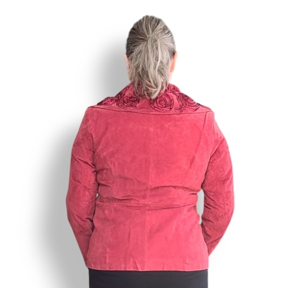 1990s Red Suede Roses Jacket - Picture 3 of 11